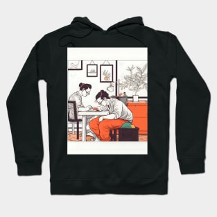 Asian couple eating Hoodie